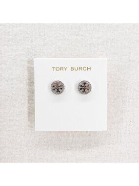 Tory Burch Miller Pavé Stud Earrings Silver/Crystal OS